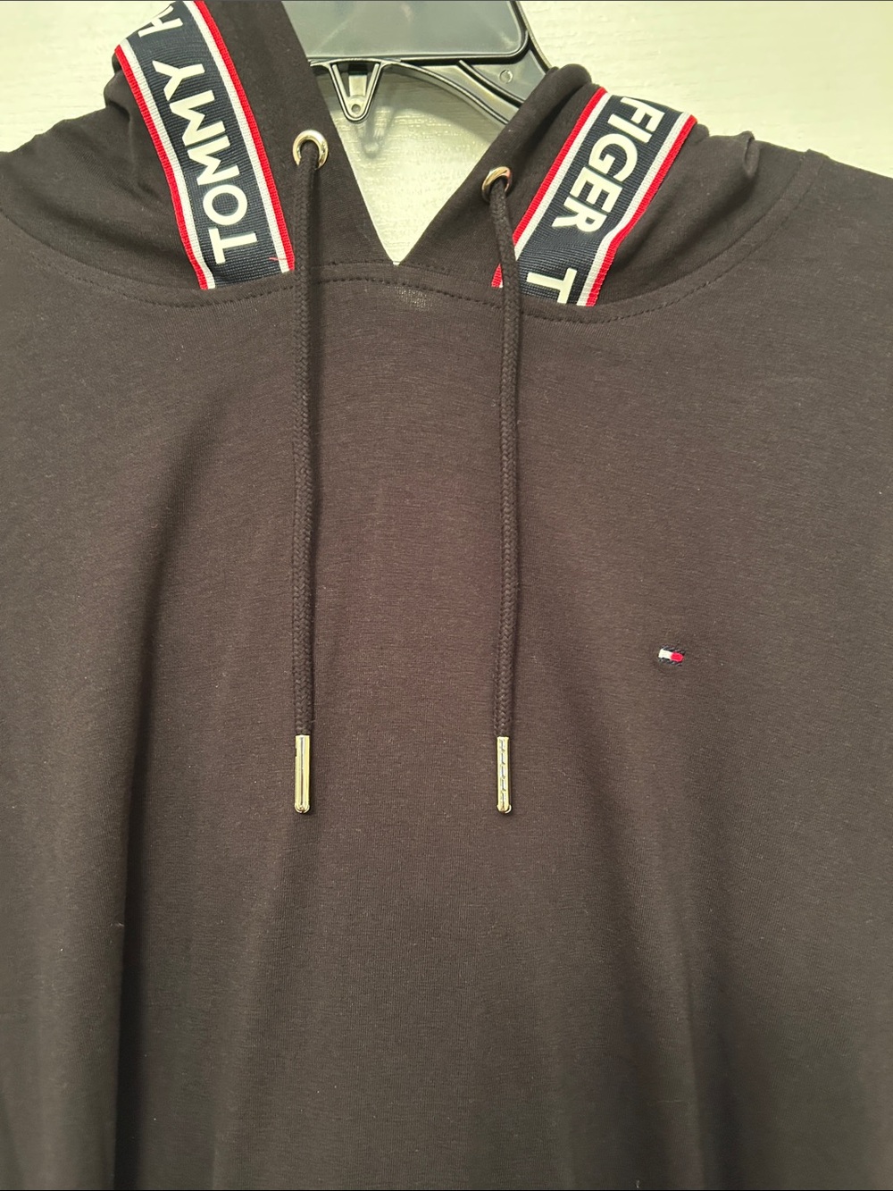 Tommy Hilfiger Black Hoodie with Logo Tape Trim dress